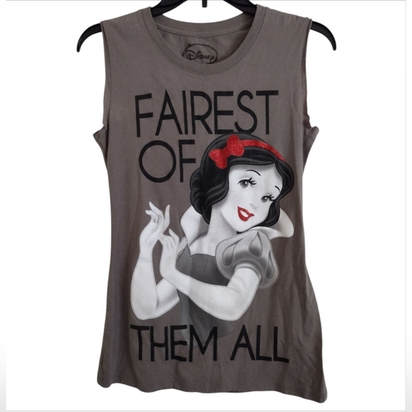 Disney Tops - Disney Grey Snow White Fairest of Them All Distressed Back Muscle Tee Medium